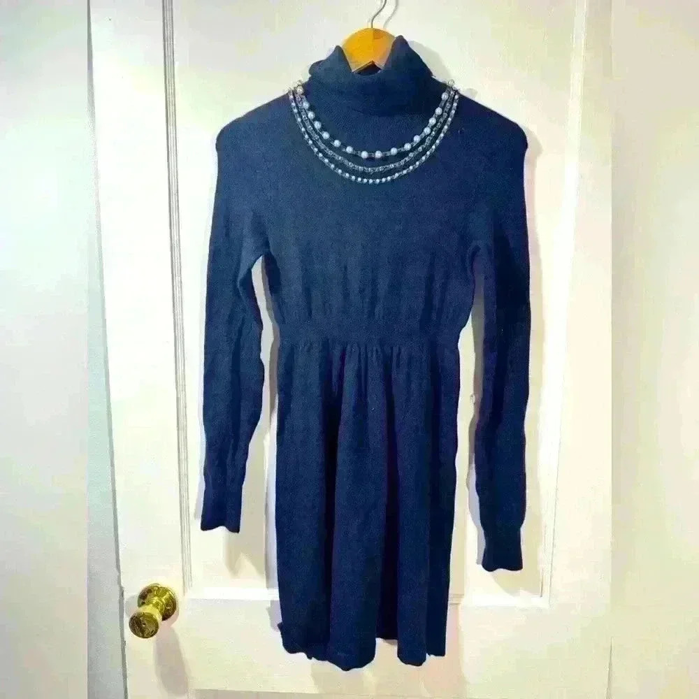 Rebecca Taylor Navy Blue Turtleneck Dress
